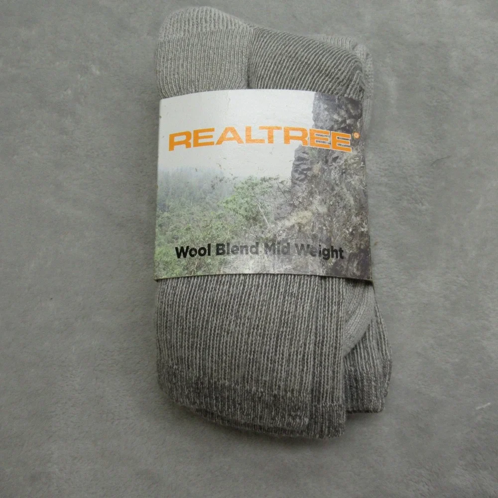 Realtree Socks Womens Medium 6-10 Gray Mid‎ Weight Wool Blend NEW